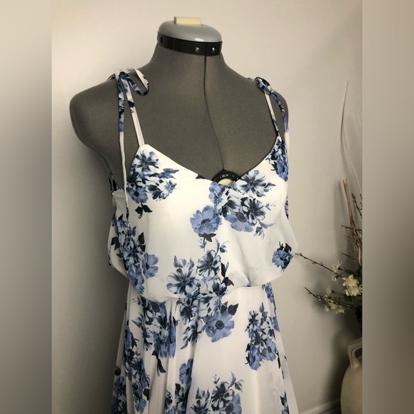 Lulu’s Pollen for You Blue and White Floral Print Maxi Dress - Picture 5 of 10